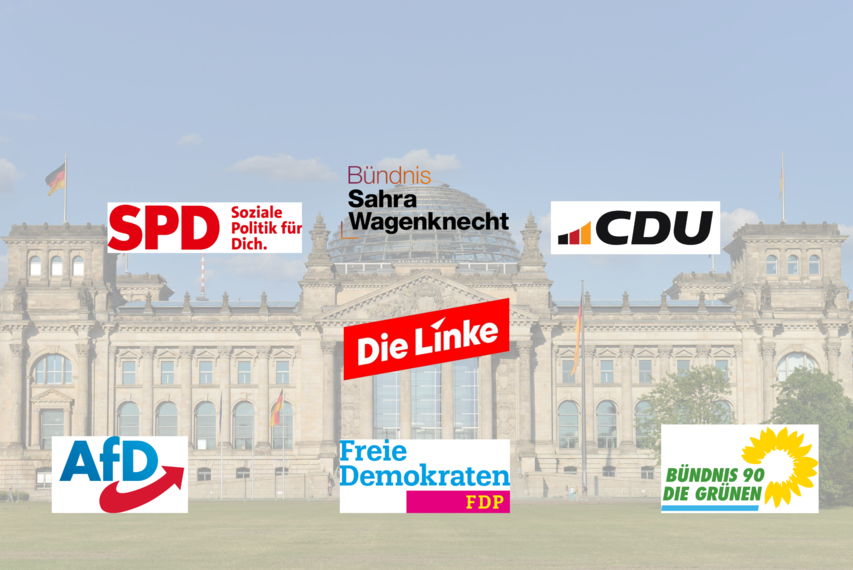 Parteien-Logos Bundestag Collage